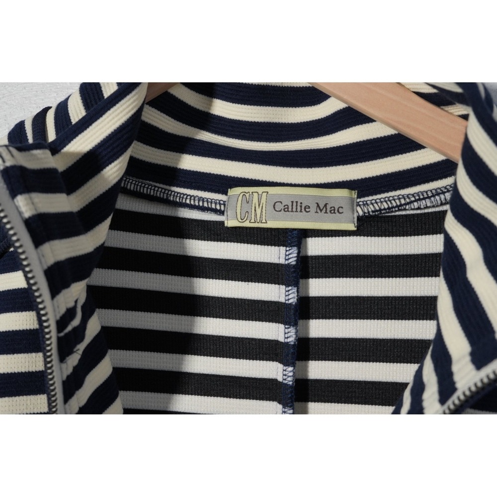 Callie Mac Striped Quarter Zip Vest Womens Large Navy‎ White Sleeveless Top - Picture 5 of 6
